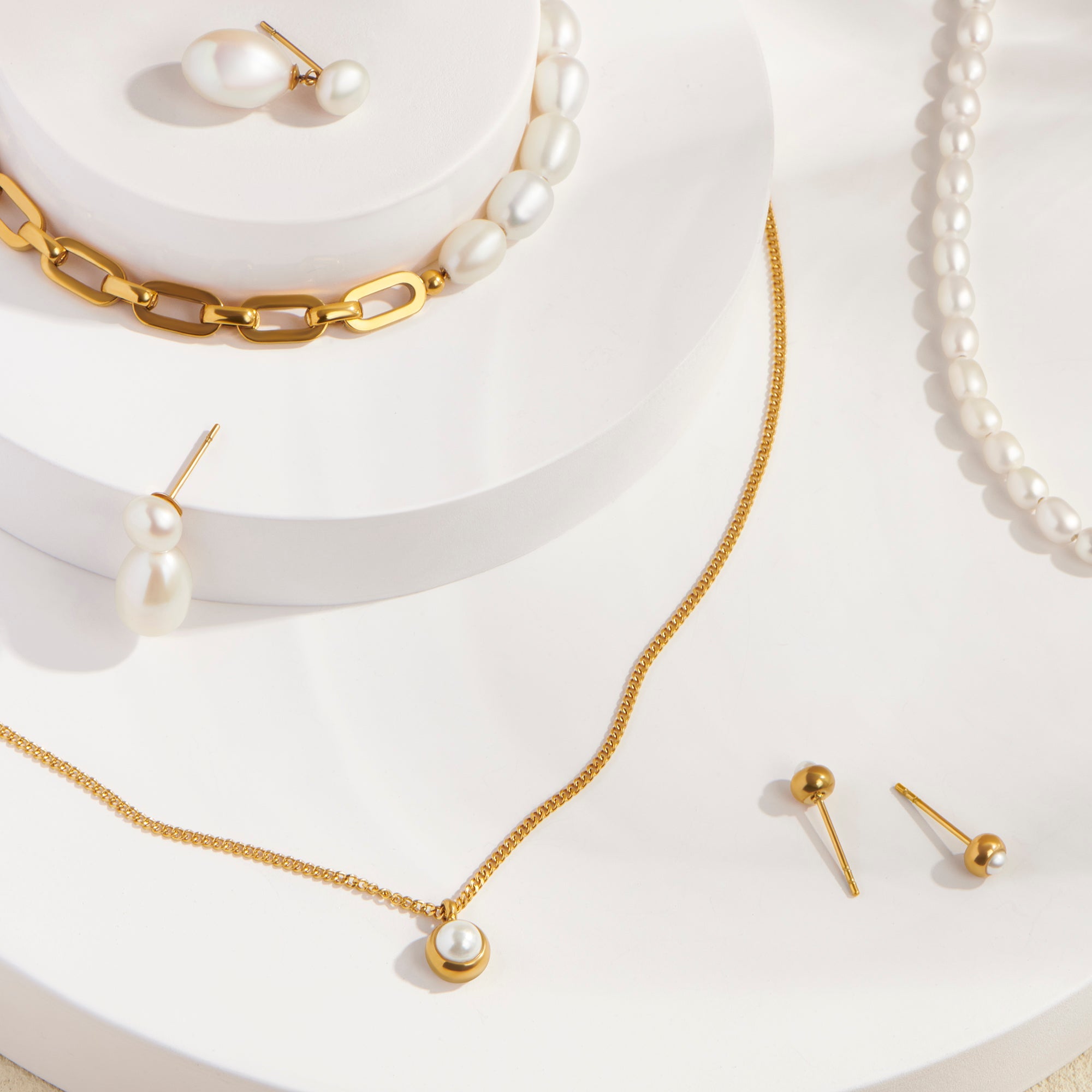 stainless steel jewelry with pearls bijoux acier inoxydable avec perles MIA