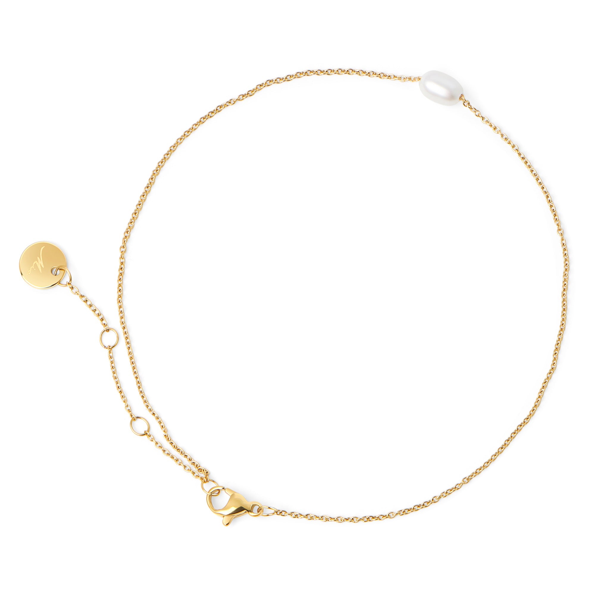 Chaîne de cheville vraie perle eau douce acier inoxydable or sans danger pour la peau Mia Bijoux