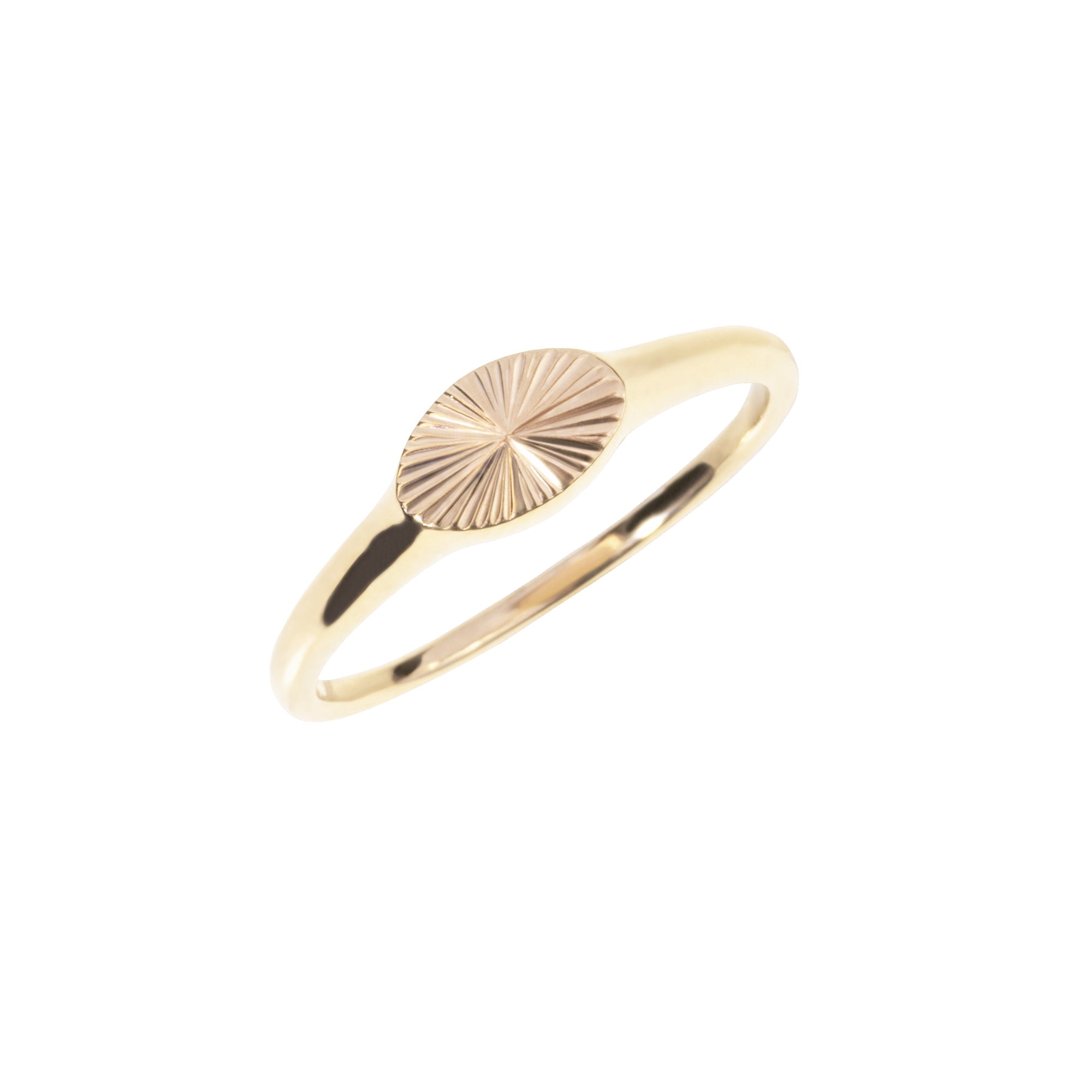 Bague signet motif soleil couleur or acier inoxydable ne ternit pas MIA Bijoux
